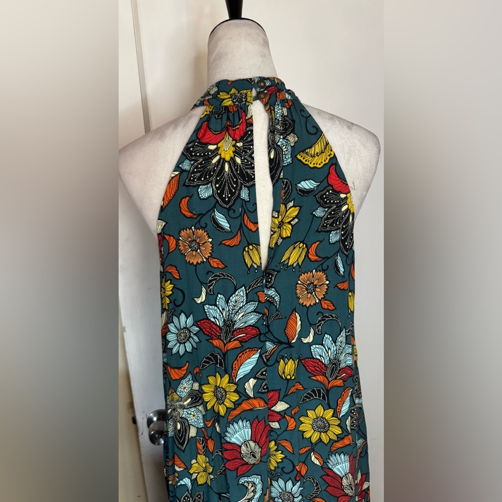 Anthropologie Geneva Halter Wide Leg Floral Jumpsuit Romper Keyhole Feminine - Picture 11 of 14